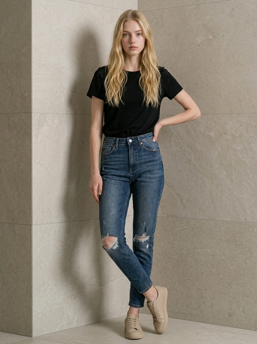 NWT Arizona Jean Co Distressed Curvy Mom Jeans ~5